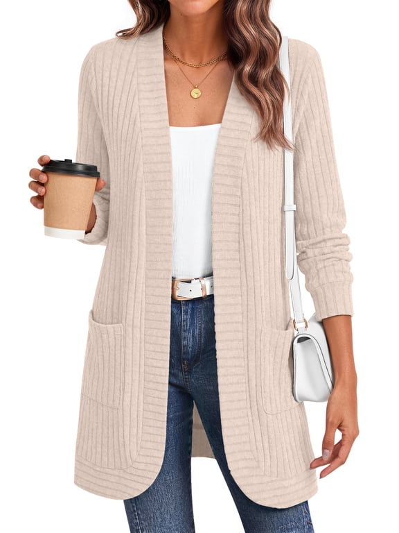 Cardigan Sweaters for Women Long Sleeve Open Front Cardigan with Pockets Casual Dressy Lightweight Fall Sweaters