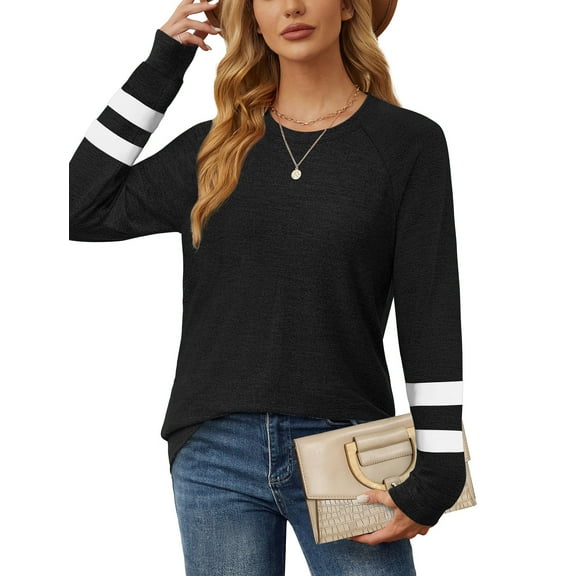 Fantaslook Womens Long Sleeve Tops Crewneck Sweatshirts Casual Color Block Tunic Tops Pullover