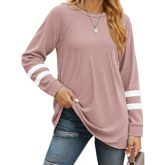 Fantaslook Womens Long Sleeve Tops Crewneck Sweatshirts Casual Color Block Tunic Tops Pullover