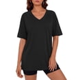 thumbnail image 1 of Fantaslook Casual Women T Shirts Short Sleeve Summer Tops Loose Fit V Neck Shirts Basic Tees Gym Workout Clothes, 1 of 9