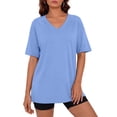 thumbnail image 1 of Fantaslook Casual Women T Shirts Short Sleeve Summer Tops Loose Fit V Neck Shirts Basic Tees Gym Workout Clothes, 1 of 9