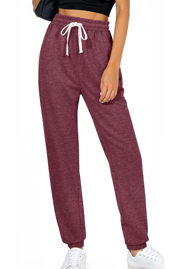 Casual Womens Sweatpants Lounge Travel Pants Elastic Waist Drawstring Joggers with Pockets Athletic Outfits