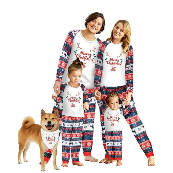 Fantaslook Christmas Pajamas Sets for Family Long Sleeve Tops and Plaid Pants Holiday Couples Lounge Sets Casual Festival Outfits