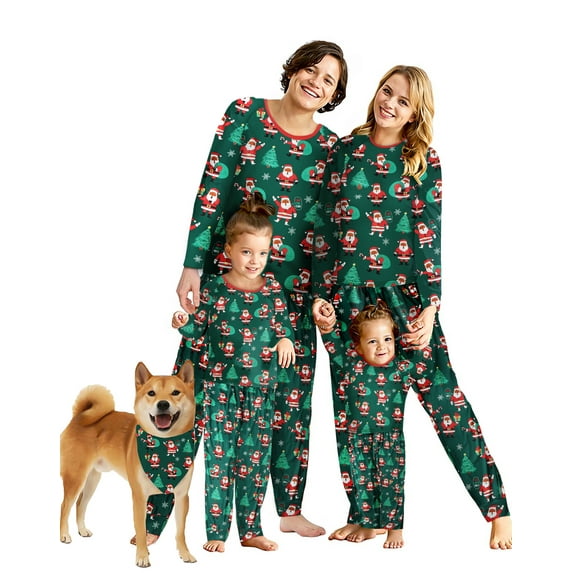 Fantaslook Christmas Pajamas Sets for Family Long Sleeve Tops and Plaid Pants Holiday Couples Lounge Sets Casual Festival Outfits