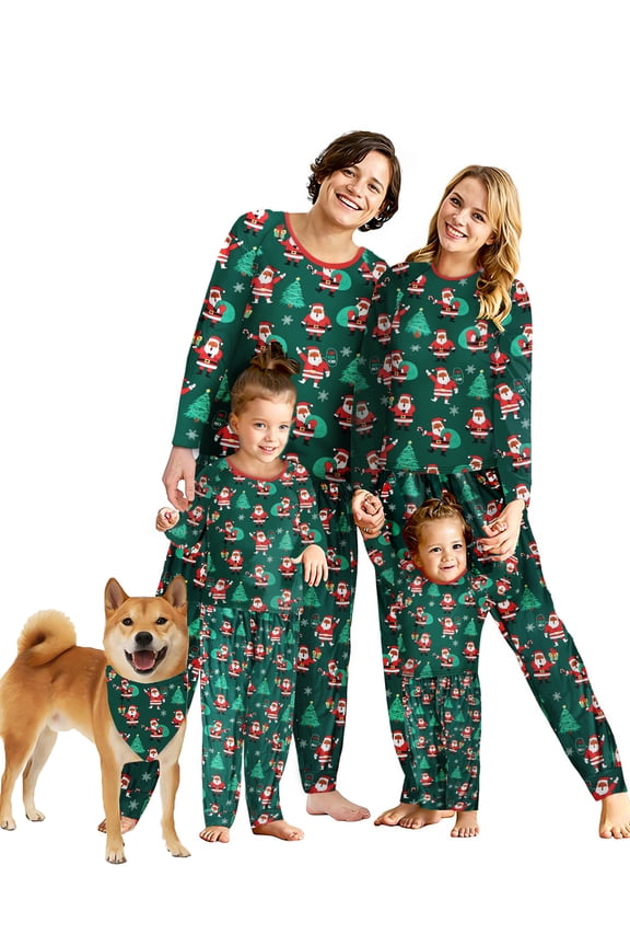 Christmas Pajamas Sets for Family Long Sleeve Tops and Plaid Pants Holiday Couples Lounge Sets Casual Festival Outfits
