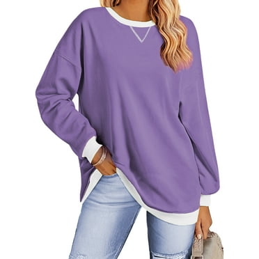 Fantaslook Color Block Sweatshirts for Women Crewneck Long Sleeve Oversized Pullover Tops Casual Fall Outfits