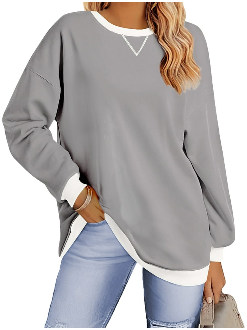 Fantaslook Color Block Sweatshirts for Women Crewneck Long