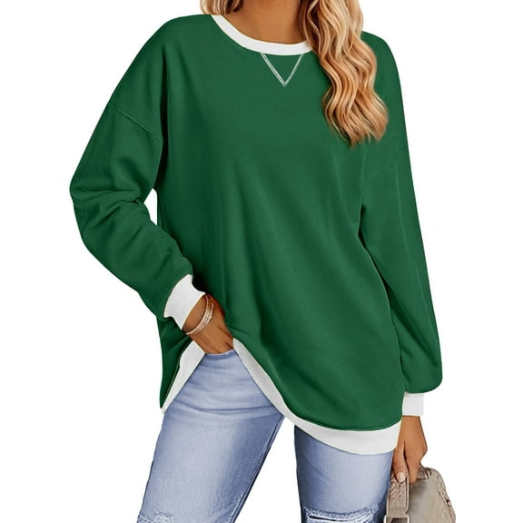 Fantaslook Color Block Sweatshirts for Women Crewneck Long Sleeve Oversized Pullover Tops Casual Fall Outfits