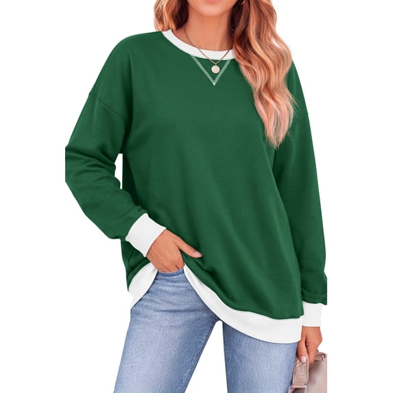 Fantaslook Color Block Sweatshirts for Women Crewneck Long Sleeve Oversized Pullover Tops Casual Fall Outfits