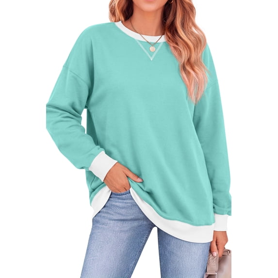 Fantaslook Color Block Sweatshirts for Women Crewneck Long Sleeve Oversized Pullover Tops Casual Fall Outfits