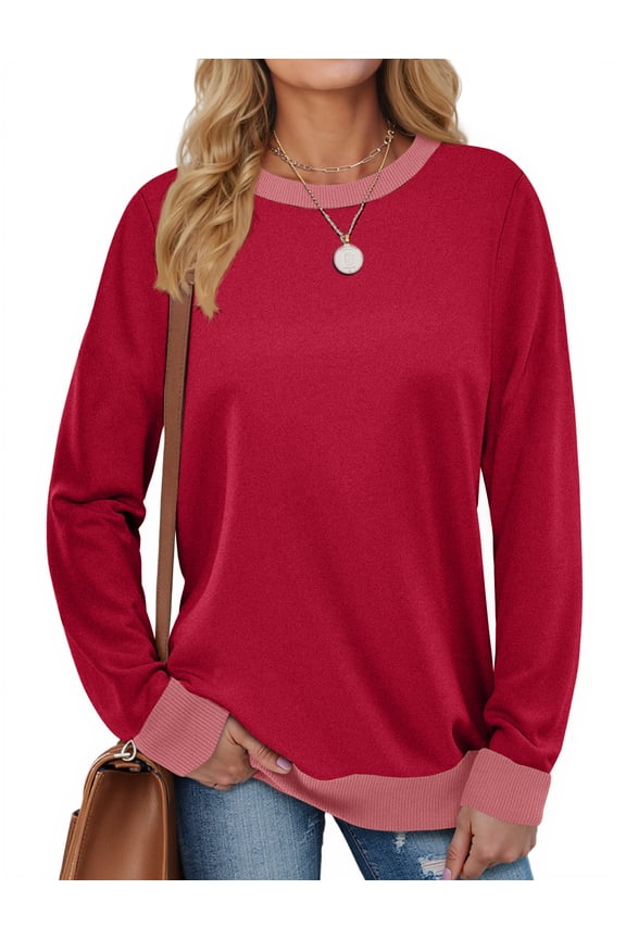 Color Block Sweatshirts for Women Crewneck Long Sleeve Shirts Fashion Tops Pullover Sweatshirts Fall Outfits