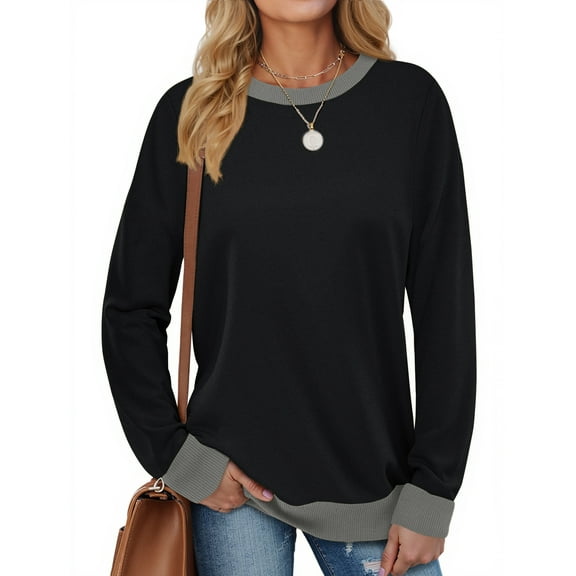Fantaslook Color Block Sweatshirts for Women Crewneck Long Sleeve Shirts Fashion Tops Pullover Sweatshirts Fall Outfits