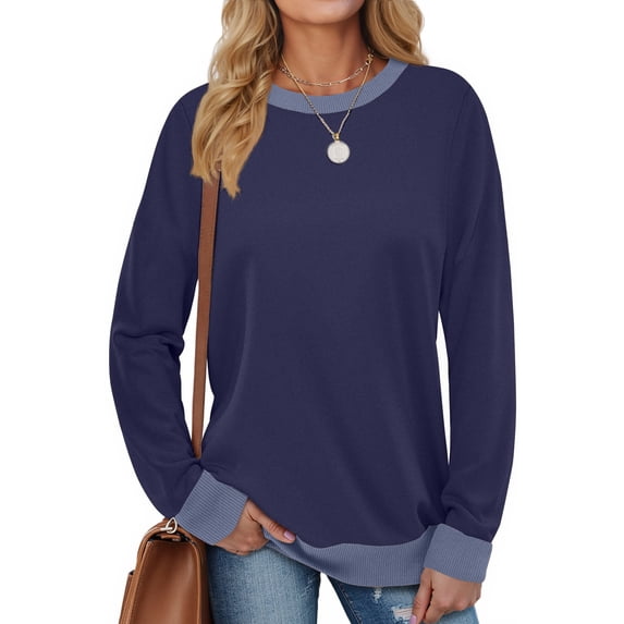Fantaslook Color Block Sweatshirts for Women Crewneck Long Sleeve Shirts Fashion Tops Pullover Sweatshirts Fall Outfits