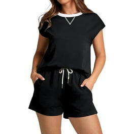 JWD Women's 2 Piece Square Neck Sleeveless Shorts Casual Set