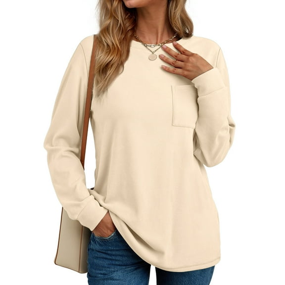 Fantaslook Crewneck Sweatshirts for Women Casual Long Sleeve Shirts Tunic Tops Pullover with Pocket
