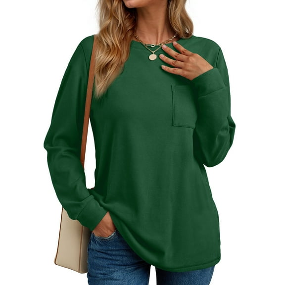 Fantaslook Crewneck Sweatshirts for Women Casual Long Sleeve Shirts Tunic Tops Pullover with Pocket