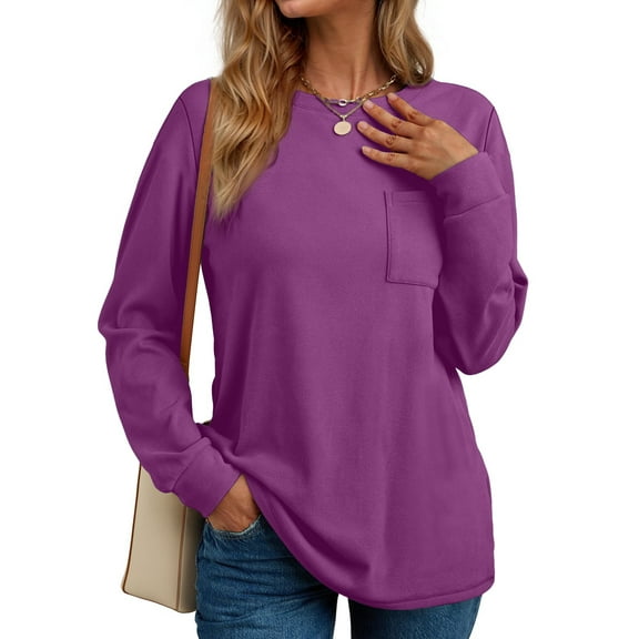 Fantaslook Crewneck Sweatshirts for Women Casual Long Sleeve Shirts Tunic Tops Pullover with Pocket