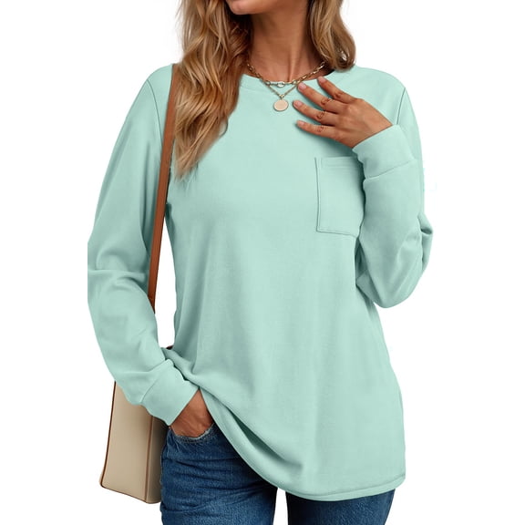 Fantaslook Crewneck Sweatshirts for Women Casual Long Sleeve Shirts Tunic Tops Pullover with Pocket