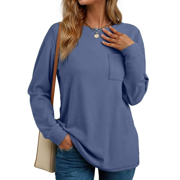 Fantaslook Crewneck Sweatshirts for Women Casual Long Sleeve Shirts Tunic Tops Pullover with Pocket