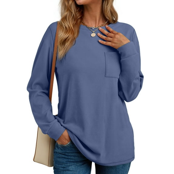 Fantaslook Crewneck Sweatshirts for Women Casual Long Sleeve Shirts Tunic Tops Pullover with Pocket