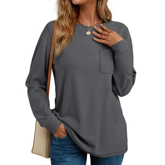Fantaslook Crewneck Sweatshirts for Women Casual Long Sleeve Shirts Tunic Tops Pullover with Pocket