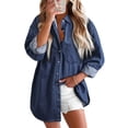 thumbnail image 1 of Fantaslook Denim Shirts for Women Button Down Blouses Long Sleeve Casual Tops Fall Outfits, 1 of 8