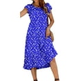 thumbnail image 1 of Fantaslook Dresses for Women Summer Casual Boho Dress Floral Print Ruffle Sleeve Midi Beach Dresses, 1 of 7