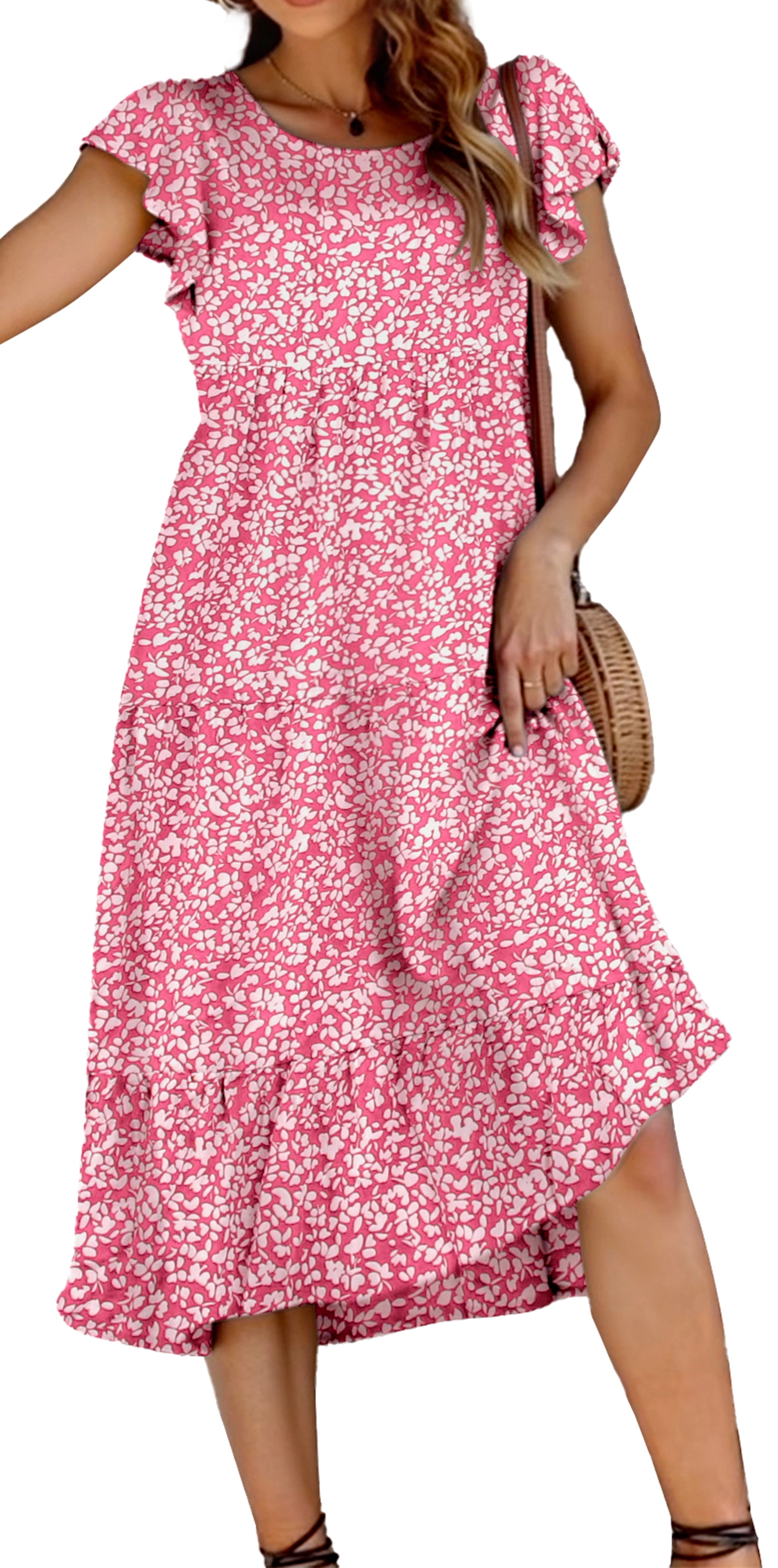 knee length dresses for ladies Black Ruffle Sleeve Mermaid Hem Maternity Midi Dress main image 1