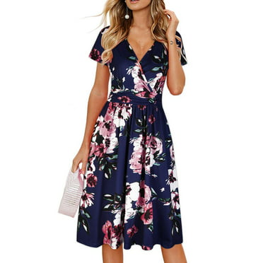 Beach Dresses For Women Casual Summer Floral Prints O-Neck Sleeveless ...