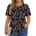 thumbnail image 1 of Fantaslook Dressy Blouses for Women Pleated Short Sleeve Tunic Tops Casual Floral Shirts, 1 of 9