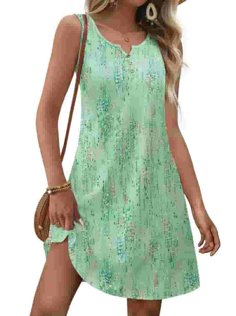 Elegant Floral Buttons V Neck A Line Dresses Elegant Floral Buttons V Neck A Line Dresses