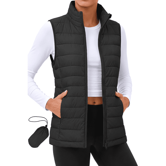 Fantaslook Duck Down Womens Puffer Vest Packable Quilted Sleeveless Zip Up Coat Water-Resistant Winter Outerwear with Pockets
