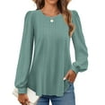thumbnail image 1 of Fantaslook Eyelet Blouses for Women Dressy Casual Long Sleeve Shirts Crew Neck Fall Trendy Tops, 1 of 9