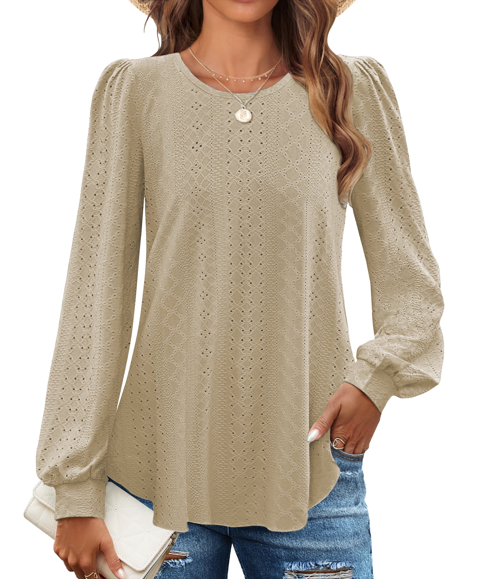 Long Sleeve Eyelet Blouse main image 1