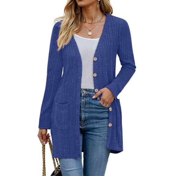 Fantaslook Fall Cardigan for Women Long Sleeve Open Front Cardigan Casual Button Down Coat with Pockets