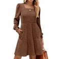 thumbnail image 1 of Fantaslook Fall Dresses for Women Square Neck Long Sleeve Dresses Casual Babydoll Sweater Dress, 1 of 8