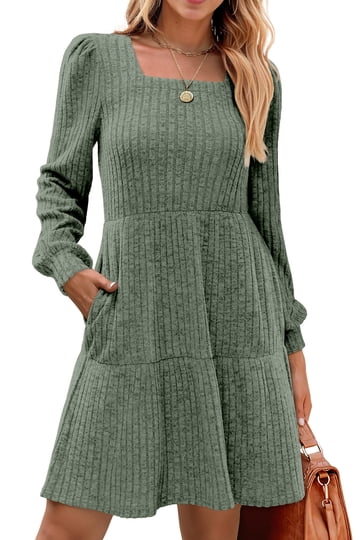 walmart long sleeve dresses Cavosen Long Sleeve Dresses for Women Maxi White Knitted Sweater Dress Wrap Crew Neck Calf Length Long Dress Striped Pullover Warm Casual Trendy Dress Fall Winter Clothes S