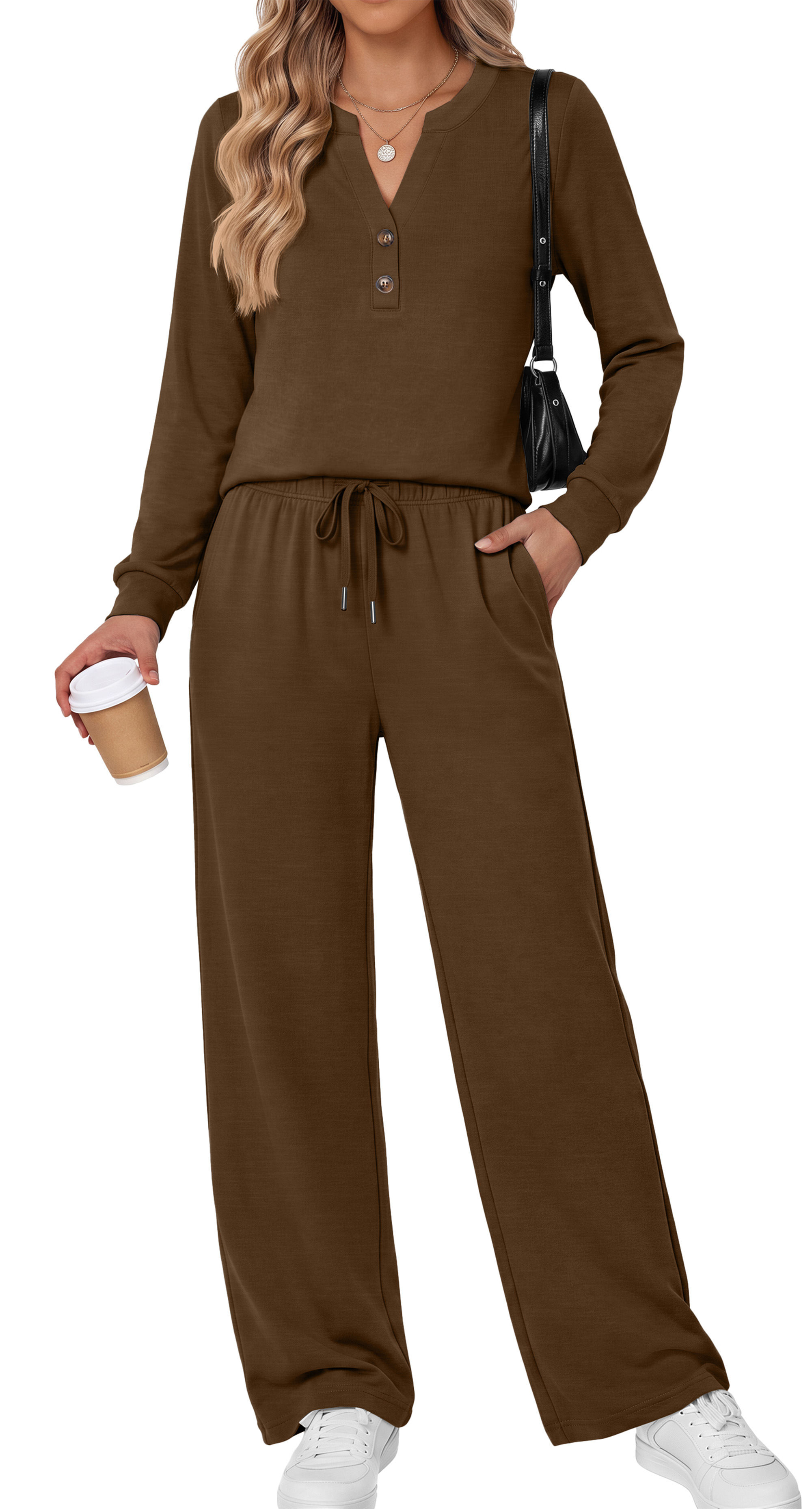 Fantaslook Fall Fashion Two Piece Lounge Sets For Women Henley V Neck Vacation Travel Outfit Casual Wide Leg Pants Matching Sets Women Clothing: A Clear-Eyed Overview