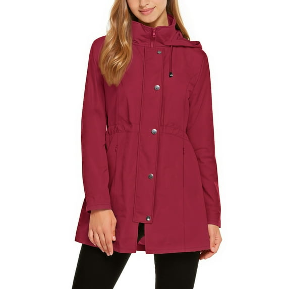 Fantaslook Fall Jackets for Women Hooded Windbreaker Water-Resistant Long Coat Outdoor Trench Coat with pockets