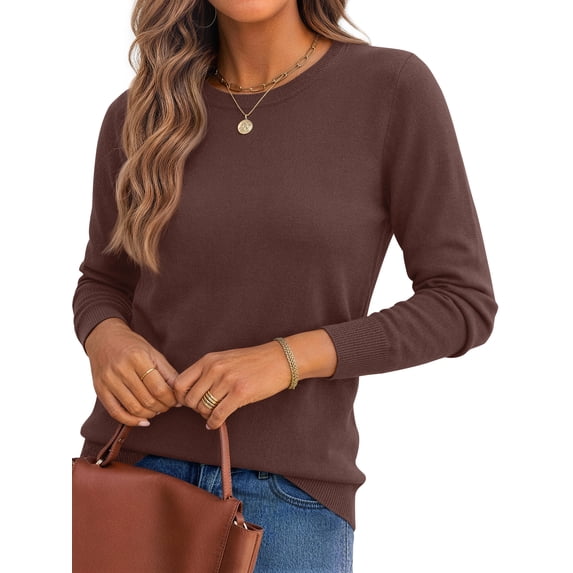 Fantaslook Fall Sweaters for Women Classic Crew Neck Knit Sweaters Casual Long Sleeve Pullover Tops