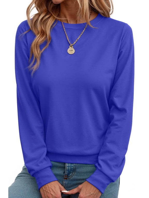 Fall Sweatshirts for Women Crewneck Long Sleeve Shirts Casual Tunic Tops Lightweight Pullover Sweatshirts