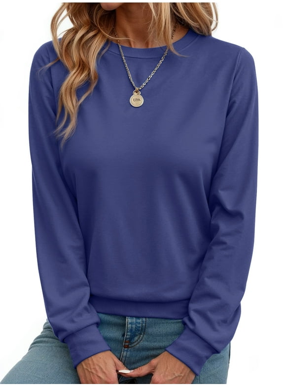 Fall Sweatshirts for Women Crewneck Long Sleeve Shirts Casual Tunic Tops Lightweight Pullover Sweatshirts