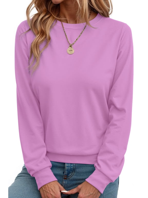 Fall Sweatshirts for Women Crewneck Long Sleeve Shirts Casual Tunic Tops Lightweight Pullover Sweatshirts