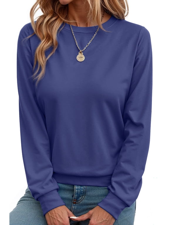 Fall Sweatshirts for Women Crewneck Long Sleeve Shirts Casual Tunic Tops Lightweight Pullover Sweatshirts
