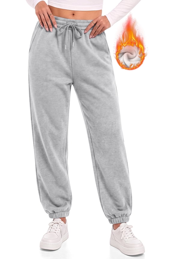 Fleece Lined Sweatpants for Women High Waisted Winter Baggy Pants with Pockets Drawstring Elastic Waist Joggers