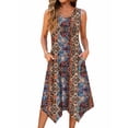 thumbnail image 1 of Fantaslook Floral Tank Dresses for Women Flowy Sleeveless Asymmetrical Hem Dress Beach Sundress with Pockets, 1 of 9