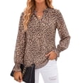 thumbnail image 1 of Fantaslook Floral V Neck Blouses for Women Loose Lined Flowy Shirts Trendy Smocked Cuff Long Sleeve Tops, 1 of 9