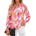 thumbnail image 1 of Fantaslook Floral V Neck Blouses for Women Loose Lined Flowy Shirts Trendy Smocked Cuff Long Sleeve Tops, 1 of 9