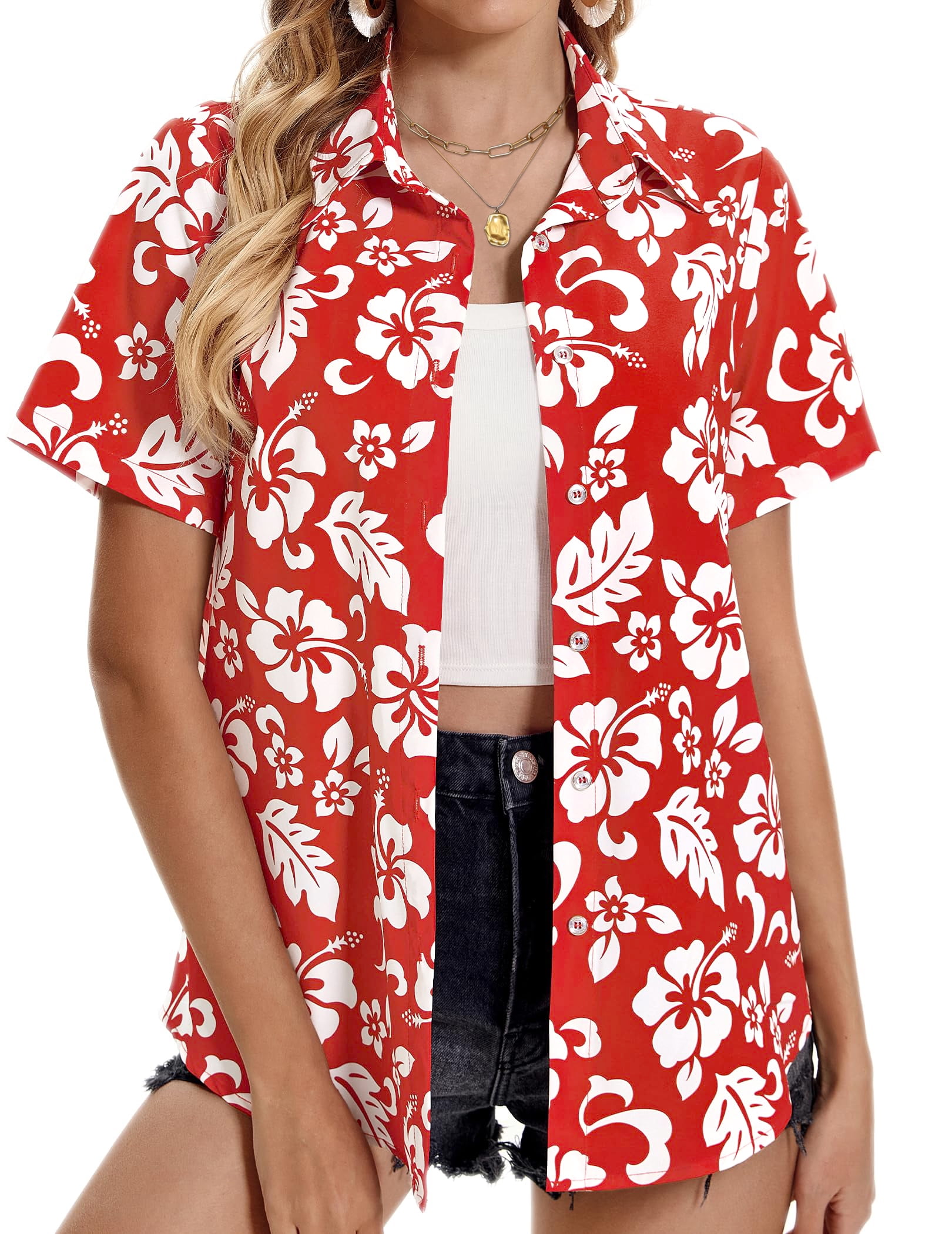 Lightweight Floral Button-Down Blouse for Women main image 1