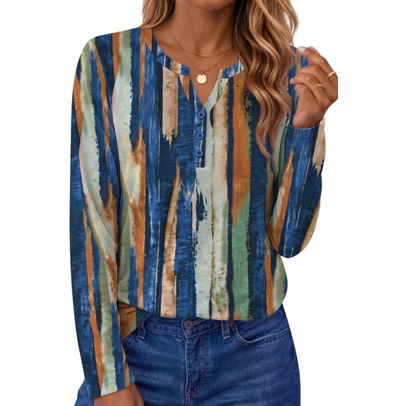 Fantaslook Henley Long Sleeve Shirts for Women Casual V Neck Fall Tops Dressy Work Blouses
